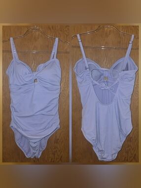 Time and tru medium womens liliac purple one piece tie back swimsuit